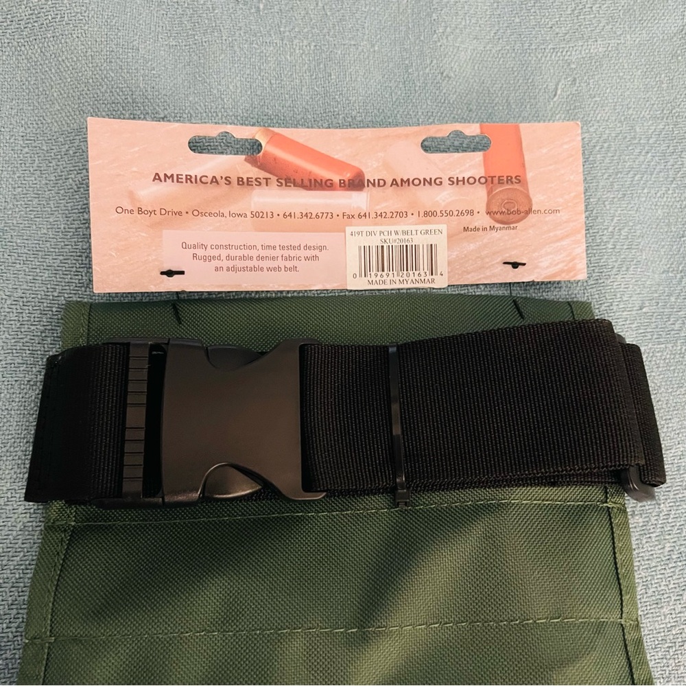 NWT Bob Allen Original Divided Shell Pouch With Belt Hunter Green Shooting Pouch - Picture 5 of 8